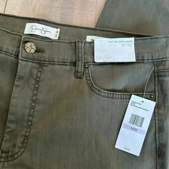 NWT Jessica Simpson Women's High Rise Skinny Ankle Jean Olive Green Sz 14 - Picture 4 of 8